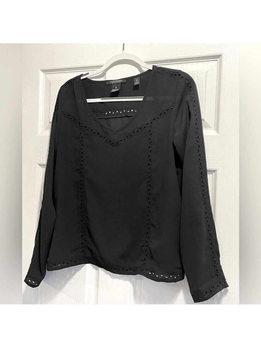 Scotch & Soda Maison Scotch Black Long Sleeve Blouse Sz 2 - US Medium (6)